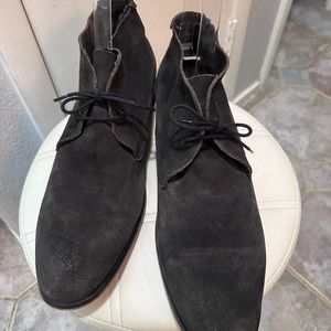 H London Men’s Dark Gray Black Soft Suede Leather Chukka Boots Size 46 US 12